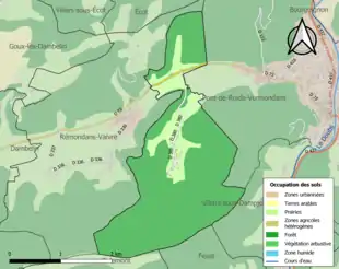 Carte en couleurs présentant l'occupation des sols.