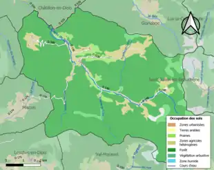 Carte en couleurs présentant l'occupation des sols.