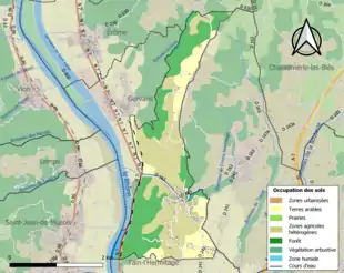 Carte en couleurs présentant l'occupation des sols.