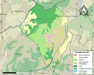 Carte en couleurs présentant l'occupation des sols.
