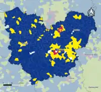 Candidat arrivé en tête au 1er&nbsp;tour par commune.  Emmanuel MacronMarine Le PenJean-Luc MélenchonDeux à égalité
