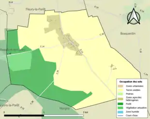 Carte en couleurs présentant l'occupation des sols.