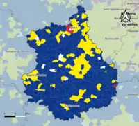 Candidat arrivé en tête au 1er&nbsp;tour par commune.  Emmanuel MacronMarine Le PenJean-Luc MélenchonYannick JadotDeux à égalité