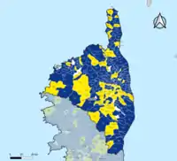 Candidat arrivé en tête au 2d&nbsp;tour par commune.  Emmanuel MacronMarine Le PenÉgalité
