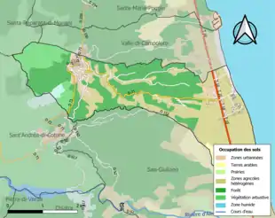 Carte en couleurs présentant l'occupation des sols.
