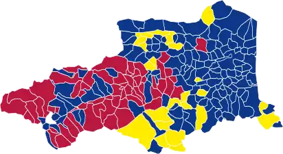 Nuance politique des candidats arrivés en tête dans chaque commune au 2e tour.