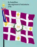 Drapeau du 2e&nbsp;bataillon du 19e&nbsp;régiment d'infanterie de ligne de 1791 à 1793