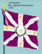Drapeau du 2e&nbsp;bataillon du 20e&nbsp;régiment d'infanterie de ligne de 1791 à 1793