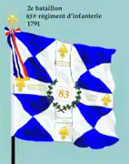 Drapeau du 2e bataillon du 83e régiment d'infanterie ci-devant Foix de 1791 à 1793
