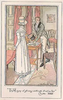 Anne tourne la tête vers Frederick, qui, penché sur un bureau, la regarde, la main posée sur une lettre