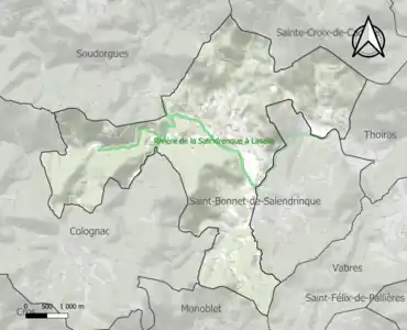 Carte de la ZNIEFF de type 1 sur la commune.