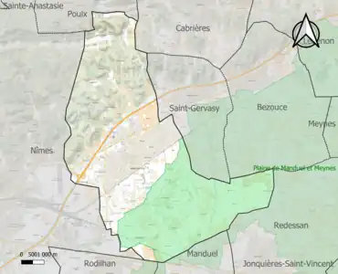 Carte de la ZNIEFF de type 1 sur la commune.