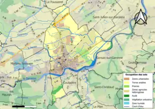 Carte en couleurs présentant l'occupation des sols.
