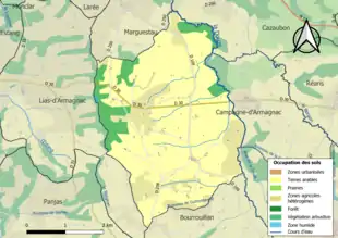 Carte en couleurs présentant l'occupation des sols.