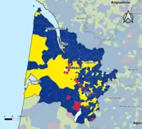 Candidat arrivé en tête au 1er&nbsp;tour par commune.  Emmanuel MacronMarine Le PenJean-Luc MélenchonDeux à égalité