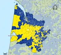 Candidat arrivé en tête au 2d&nbsp;tour par commune.  Emmanuel MacronMarine Le Pen