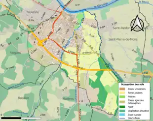 Carte en couleurs présentant l'occupation des sols.