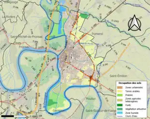 Carte en couleurs présentant l'occupation des sols.