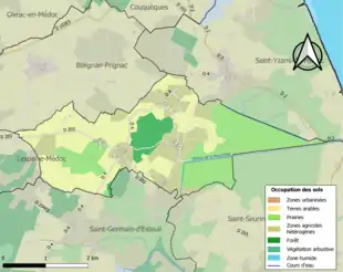Carte en couleurs présentant l'occupation des sols.