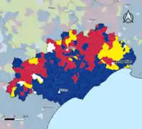 Candidat arrivé en tête au 1er&nbsp;tour par commune.  Emmanuel MacronMarine Le PenJean-Luc MélenchonDeux à égalité