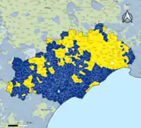 Candidat arrivé en tête au 2d&nbsp;tour par commune.  Emmanuel MacronMarine Le Pen