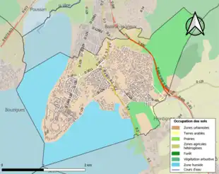 Carte en couleurs présentant l'occupation des sols.