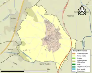 Carte en couleurs présentant l'occupation des sols.