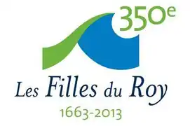 Logo du 350e&nbsp;anniversaire de l'arrivée des premières Filles du Roi à Québec.