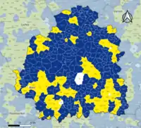 Candidat arrivé en tête au 2d&nbsp;tour par commune.  Emmanuel MacronMarine Le PenÉgalité