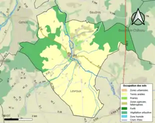 Carte en couleurs présentant l'occupation des sols.