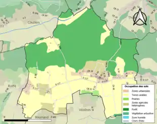 Carte en couleurs présentant l'occupation des sols.
