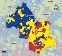 Candidat arrivé en tête au 1er&nbsp;tour par commune.  Emmanuel MacronMarine Le PenJean-Luc MélenchonDeux à égalité