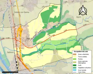 Carte en couleurs présentant l'occupation des sols.