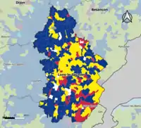 Candidat arrivé en tête au 1er&nbsp;tour par commune.  Emmanuel MacronMarine Le PenJean-Luc MélenchonDeux à égalité