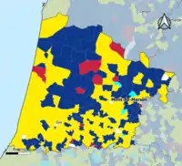 Candidat arrivé en tête au 1er&nbsp;tour par commune.  Emmanuel MacronMarine Le PenJean-Luc MélenchonJean LasalleDeux à égalité
