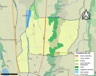 Carte en couleurs présentant l'occupation des sols.