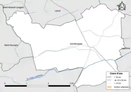 Carte en couleur présentantle réseau hydrographique de la commune