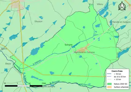 Carte de la zone Natura 2000 de type SIC localisée sur la commune.