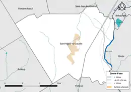 Carte en couleur présentantle réseau hydrographique de la commune