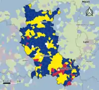 Candidat arrivé en tête au 1er&nbsp;tour par commune.  Emmanuel MacronMarine Le PenJean-Luc MélenchonDeux à égalité