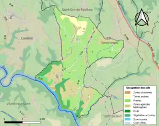 Carte en couleurs présentant l'occupation des sols.