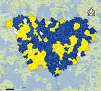 Candidat arrivé en tête au 2d&nbsp;tour par commune.  Emmanuel MacronMarine Le PenÉgalité
