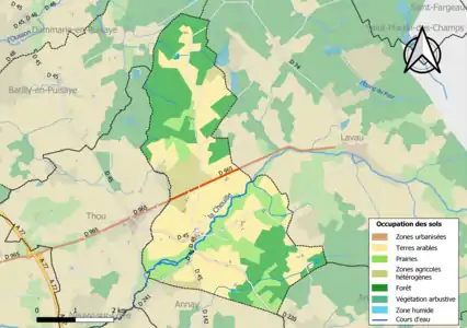 Carte des infrastructures et de l'occupation des sols de la commune en 2018 (CLC).