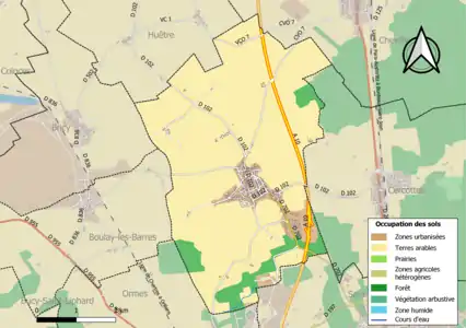 Carte des infrastructures et de l'occupation des sols de la commune en 2018 (CLC).