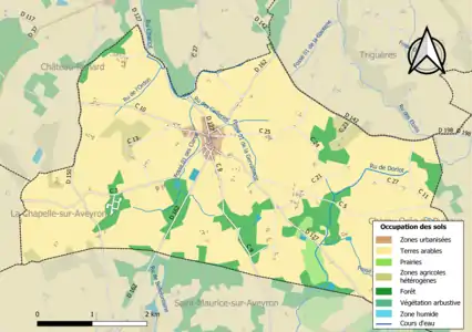 Carte des infrastructures et de l'occupation des sols de la commune en 2018 (CLC).
