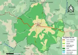 Carte en couleurs présentant l'occupation des sols.
