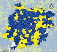 Candidat arrivé en tête au 2d&nbsp;tour par commune.  Emmanuel MacronMarine Le PenÉgalité