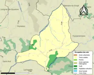 Carte en couleurs présentant l'occupation des sols.