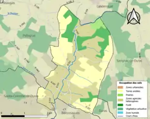 Carte en couleurs présentant l'occupation des sols.