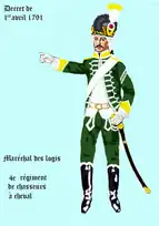 L'uniforme du 4e&nbsp;régiment de chasseurs à cheval par décret de 1791